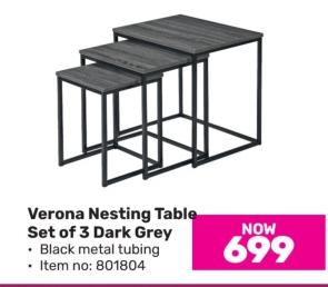 Verona Nesting Table Set of 3 Dark Grey
