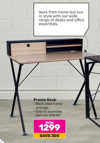Premo Desk Black steel frame and legs