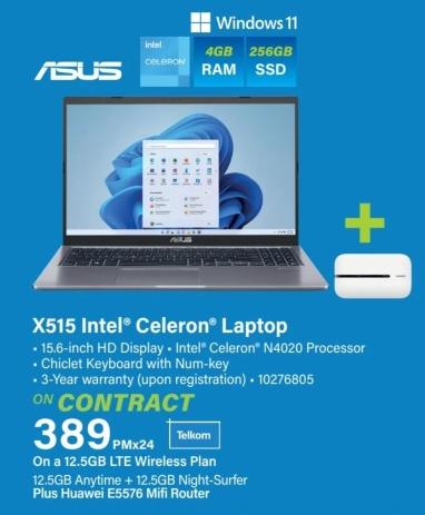 ASUS X515 Intel® Celeron Laptop + MOBILE RECHARGE CART + ROUTER 