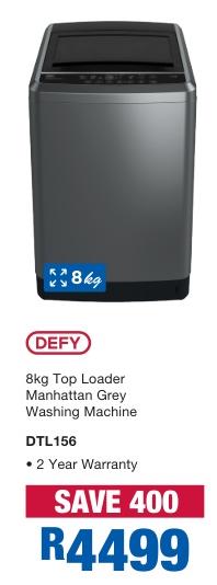 DEFY 8kg Top Loader Manhattan Grey Washing Machine