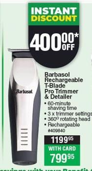 Barbasol Rechargeable T-Blade Pro Trimmer & Detailer
