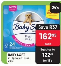 BABY SOFT 2-Ply Toilet Tissue 24's