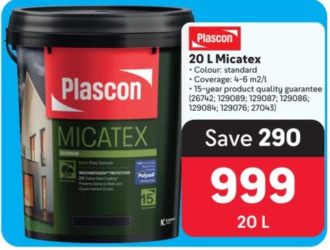 Plascon 20 L Micatex standard 