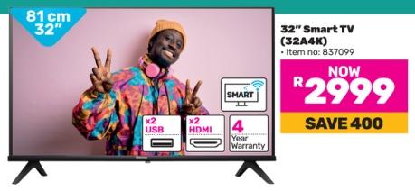 Hisense 32" Smart TV (32A4K) • Item no: 837099
