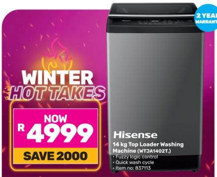 Hisense 14 kg Top Loader Washing Machine (WTJA1402T.)