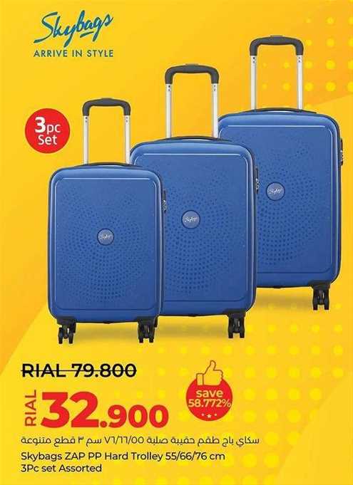 Skybags ZAP PP Hard Trolley 55/66/76 cm 3Pc set Assorted