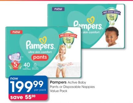 Pampers Active Baby Pants or Disposable Nappies Value Pack