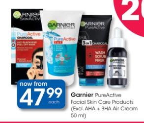 Garnier PureActive Facial Skin Care Products (Excl. AHA + BHA Air Cream 50 ml)