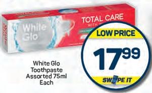 White Glo Toothpaste Assorted 75ml Each