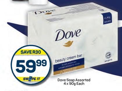 Dove Soap Assorted 4x 90g Each