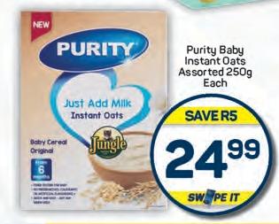 Purity Baby Instant Oats Assorted 250g Each