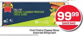 First Choice Cheese Slices Assorted 900g Each