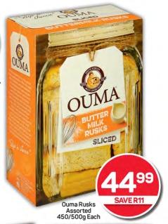 Ouma Rusks Assorted 450/500g Each
