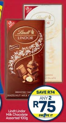 Lindt Lindor Milk Chocolate Assorted 100g