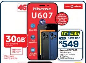 Hisense U607 8GB + Vodacom Mobile Recharge