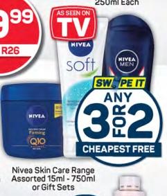 Nivea Skin Care Range Assorted 15ml -750ml or Gift Sets