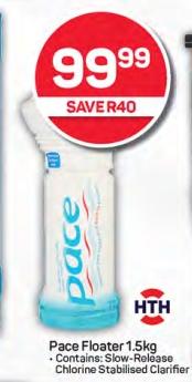 Pace Floater 1.5kg + Contains: Slow-Rolease Chlorine Stabilised Clarifie