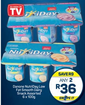 Danone NutriDay Low Fat Smooth Dairy Snack Assorted 6 x 100g