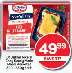 Dr Oetker Nice 'n Easy Ready Made Meals Assorted 320-350g Each