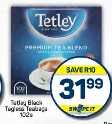 Tetley Black Tagless Teabags 102's
