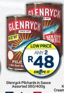 Glenryck Pilchards in Sauce Assorted 360/400g Any 2