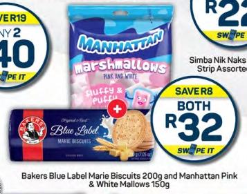 Bakers Blue Label Marie Biscuits Manhattan Pink & White Mallows 150g