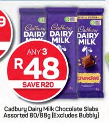 Cadbury Dairy Milk Chocolate Slabs Assorted 80/88g Excludes Bubbly) Any 3
