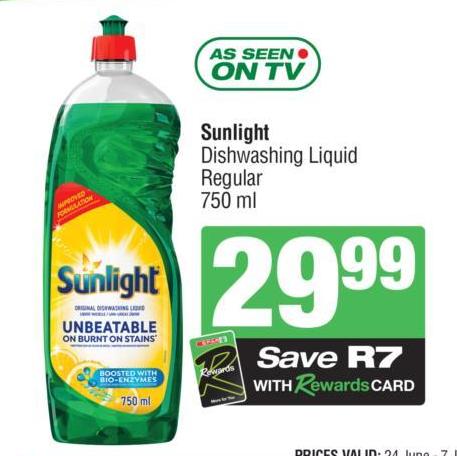 Sunlight Dishwashing Liquid Regular 750 ml