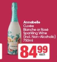Annabelle Cuvée Blanche or Rosé Sparkling Wine (Incl. Non-Alcoholic) 750ml