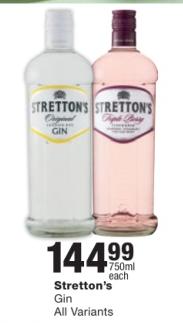 Stretton's Gin All Variants 750ml
