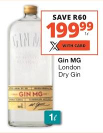 Gin MG London Dry Gin 1Ltr