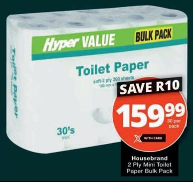 Housebrand 2 Ply Mini Toilet Paper Bulk Pack