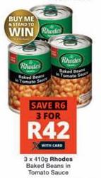 3x410g Rhodes Baked Beans in Tomato Sauce