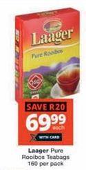 Laager Pure Rooibos Teabags 160 per pack