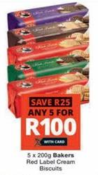 5 x 200g Bakers Red Label Cream Biscuits ANY 5