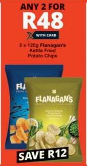 2x 120g Flanagan's Kettle Fried Potato Chips