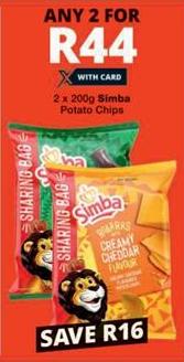 2x 200g Simba Potato Chips