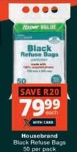 Housebrand Black Refuse Bags 50 per pack