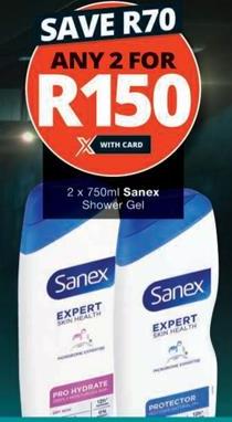 2 x 750ml Sanex Shower Gel ANY 2