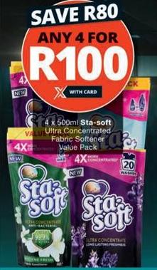 4 x 500ml Sta-soft Ultra Concentrated Fabric Softener Value Pack