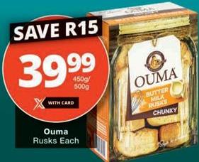 Ouma Rusks Each 450g/500g