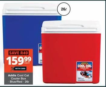 Addis Cool Cat Cooler Box Blue/Red 26L