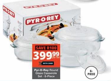 Pyr-O-Rey Round Glass Casserole Set 6-Piece