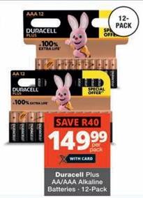 Duracell Plus AA/AAA Alkaline Batteries 12-Pack