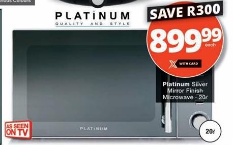 Platinum Silver Mirror Finish Microwave 20L