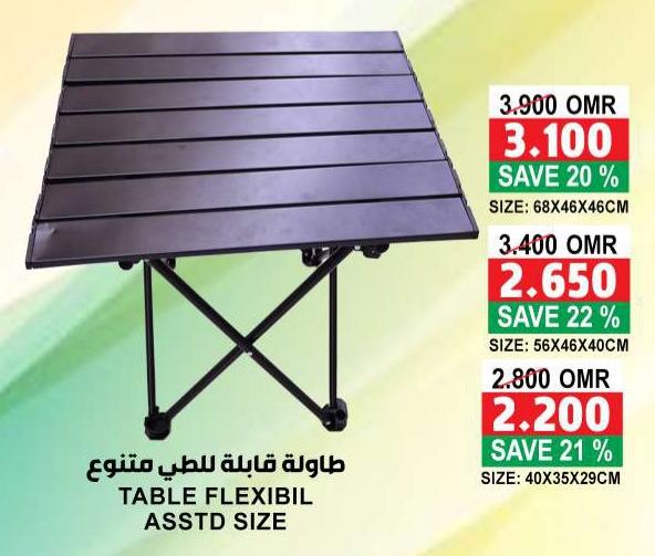 TABLE FLEXIBIL ASSTD SIZE 68X46X46 CM