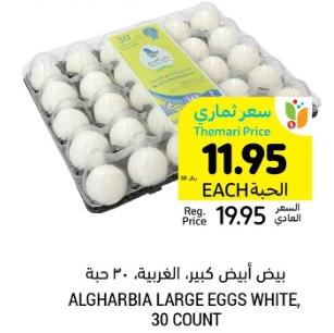 ALGHARBIA LARGE EGGS WHITE, 30 COUNT