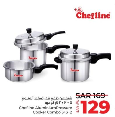 Chefline AluminiumPressure Cooker Combo 5+3+2