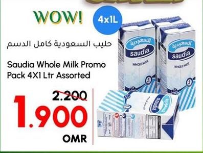 Saudia Whole Milk Promo Pack 4X1 Ltr Assorted