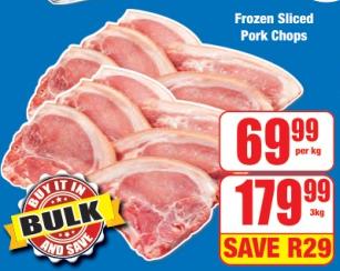 Frozen Sliced Pork Chops 3kg